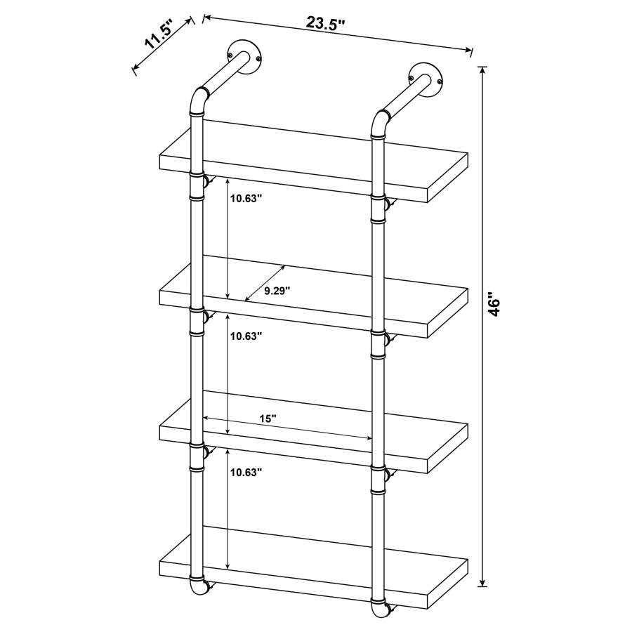 Modal Additional Images for Elmcrest 24-inch 4-shelf Wall Bookshelf Rustic Oak