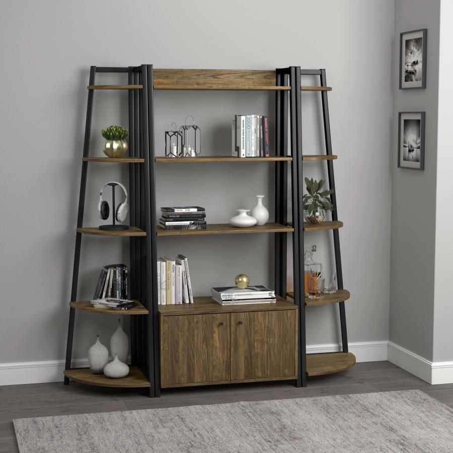Modal Additional Images for Jacksonville 63-inch 5-shelf Bookshelf Black and Aged Walnut