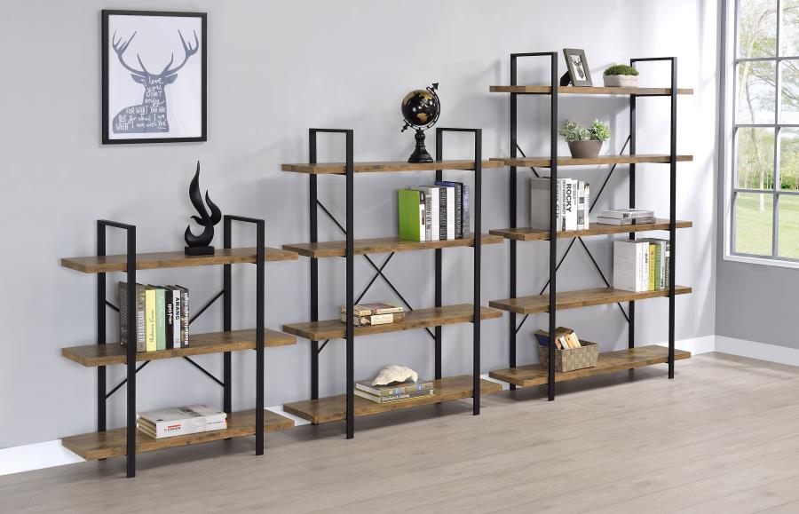 Modal Additional Images for Cole 40-inch 3-shelf Bookshelf Rustic Nutmeg and Black