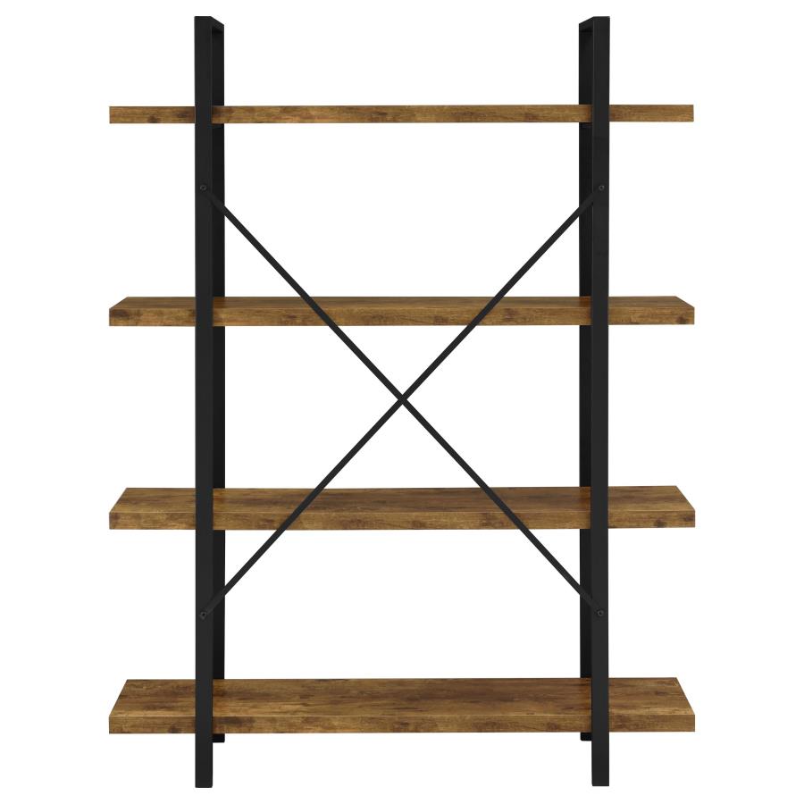 Cole 55-inch 4-shelf Bookshelf Rustic Nutmeg and Black