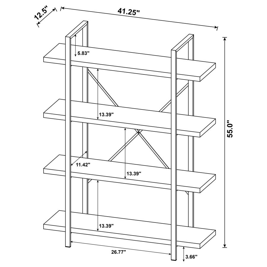 Cole 55-inch 4-shelf Bookshelf Rustic Nutmeg and Black