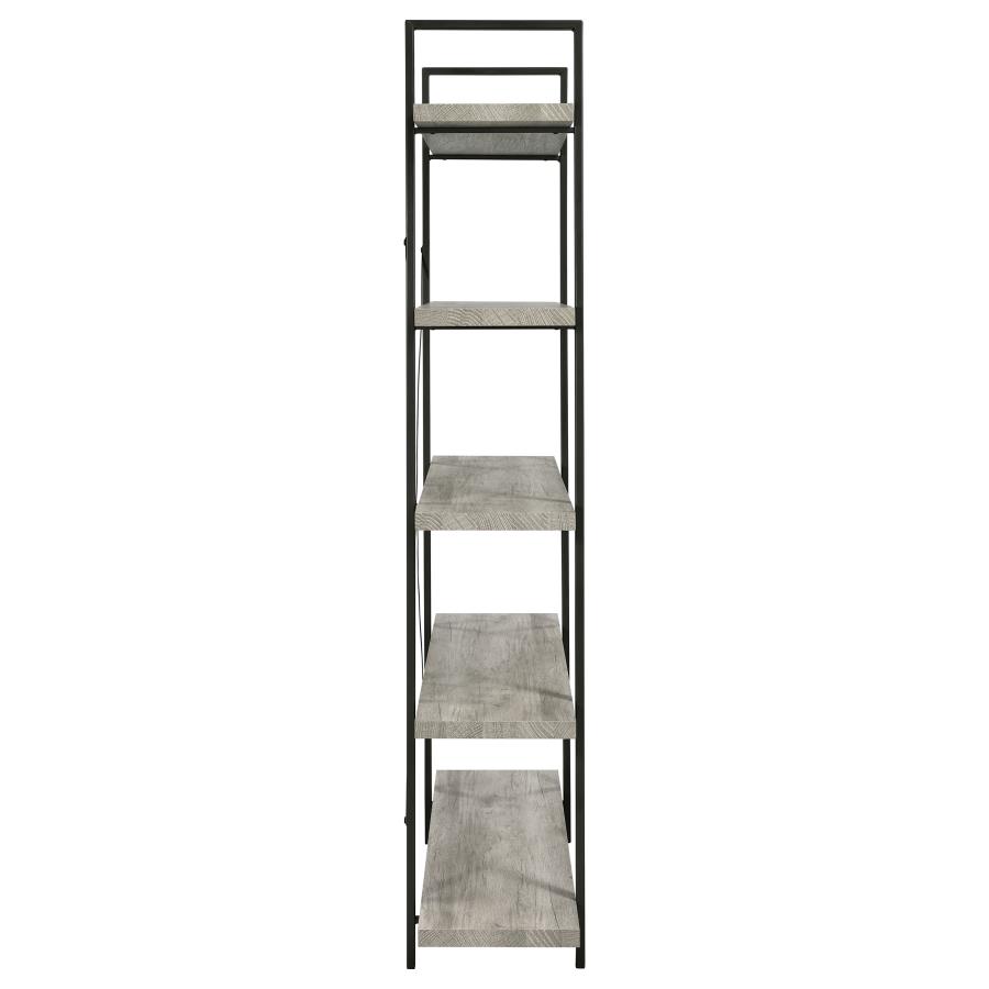 Cole 70-inch 5-shelf Bookshelf Grey Driftwood and Gunmetal