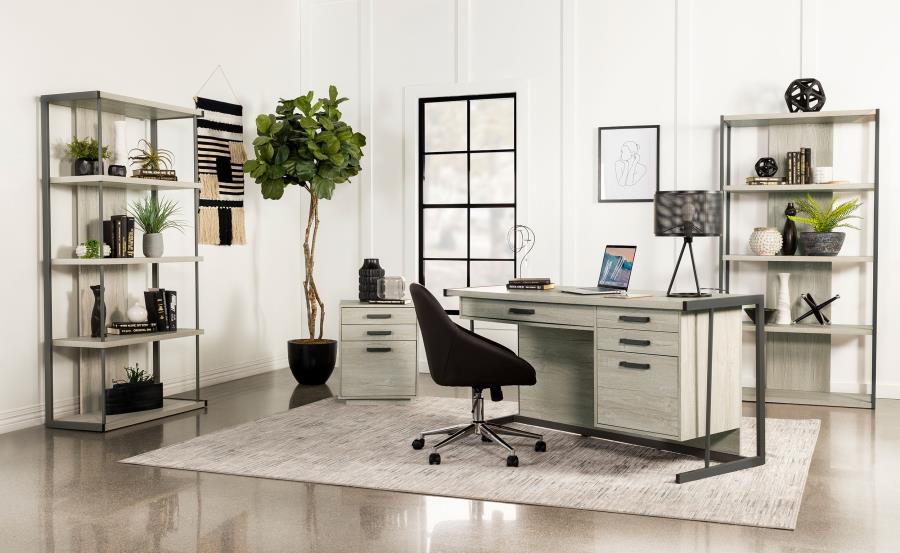 Modal Additional Images for Loomis 72-inch 4-shelf Bookshelf Whitewashed Grey