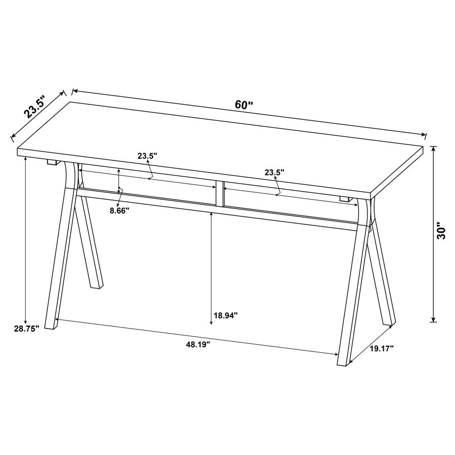Tatum 60-inch Engineered Wood Top Writing Desk Cement