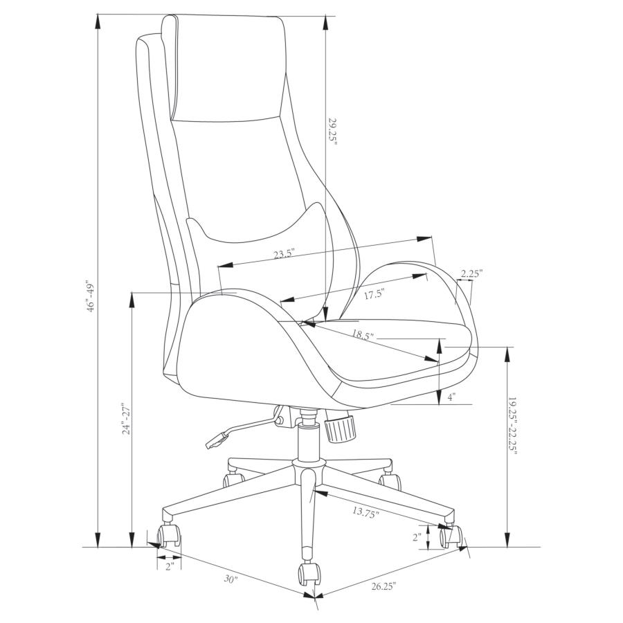 Modal Additional Images for Cruz Upholstered Adjustable Home Office Desk Chair Grey
