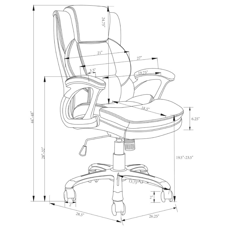Modal Additional Images for Nerris Upholstered Adjustable Home Office Desk Chair Brown