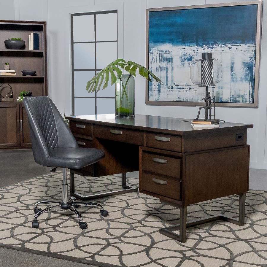 Marshall 66-inch 7-drawer Executive Office Desk Dark Walnut