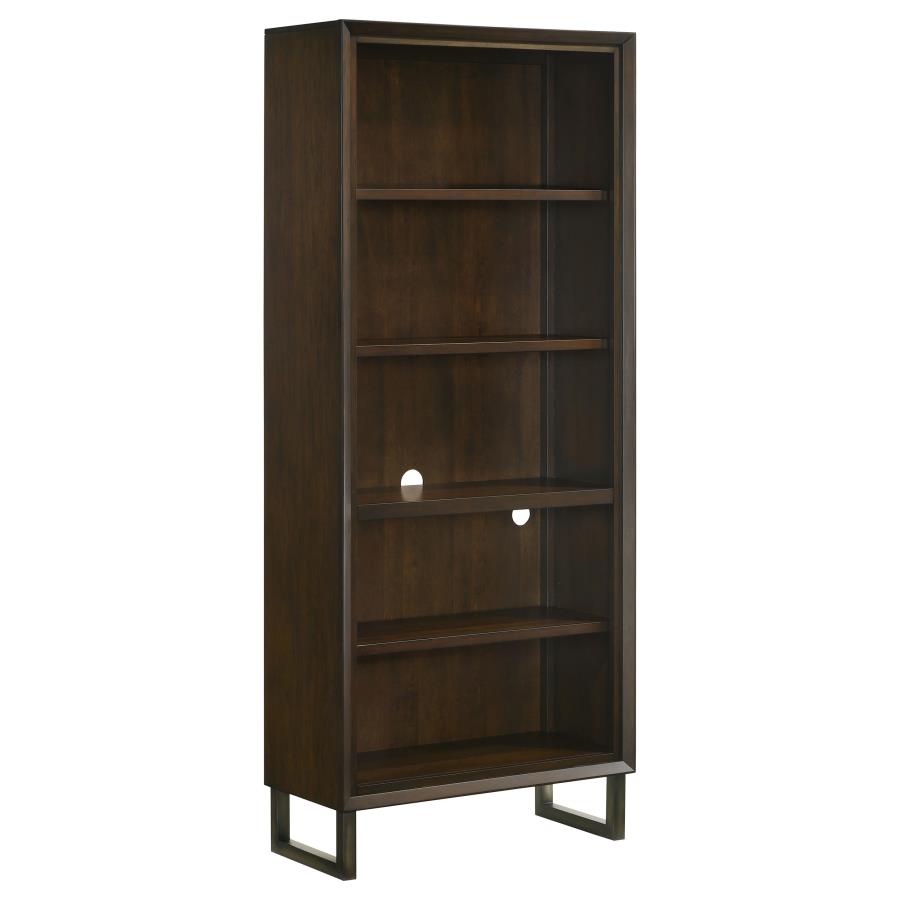(image for) Marshall 76-inch 5-shelf Bookcase Dark Walnut