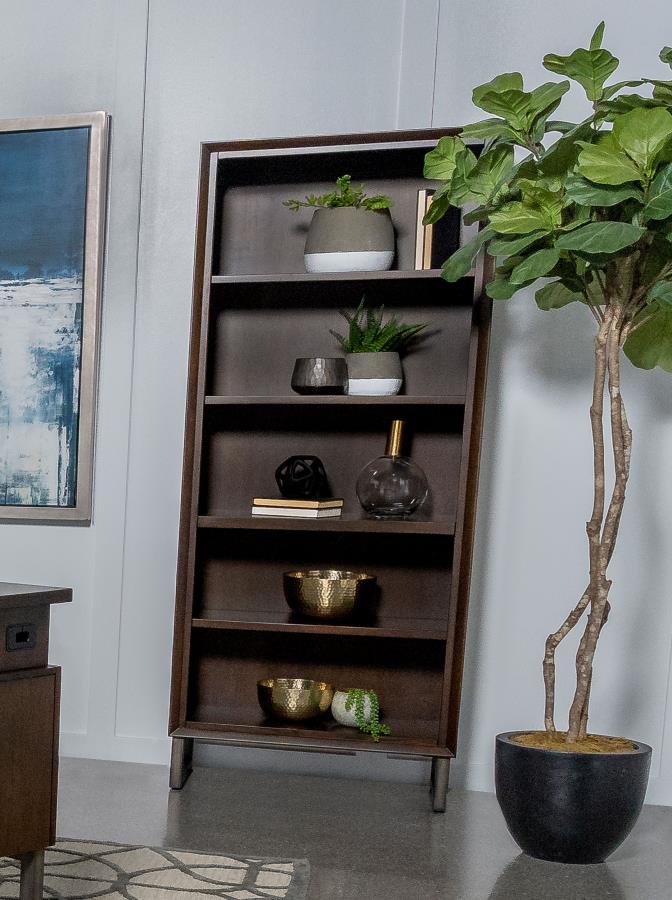 Marshall 76-inch 5-shelf Bookcase Dark Walnut