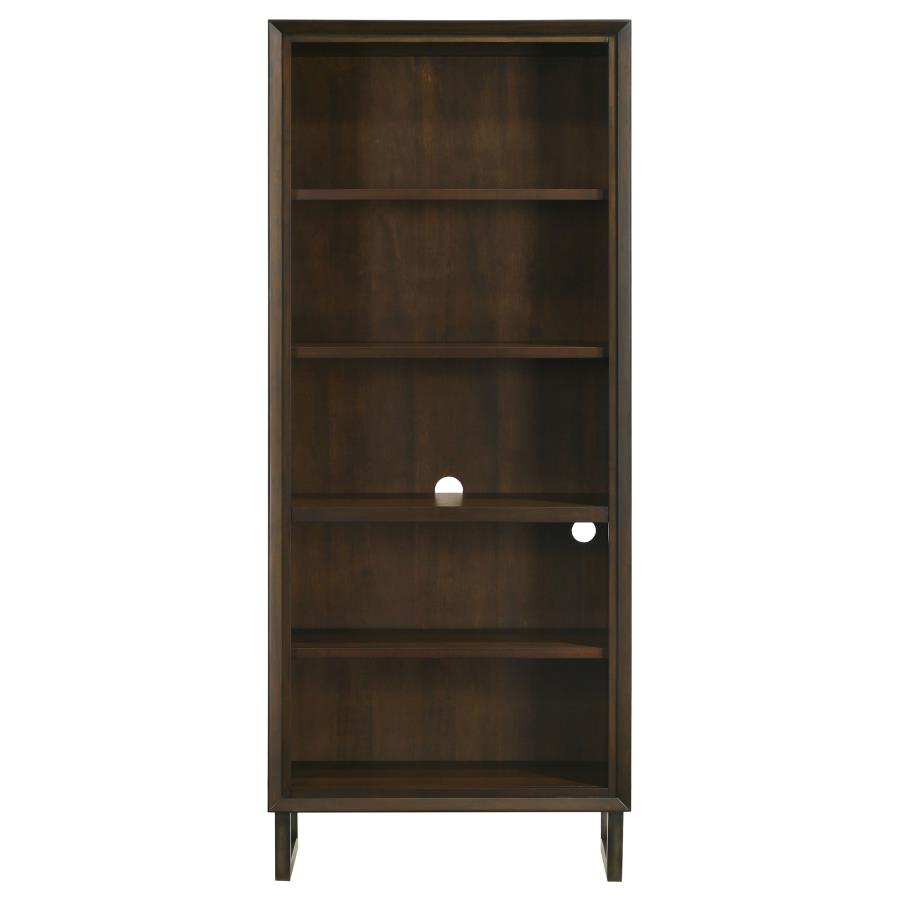 Marshall 76-inch 5-shelf Bookcase Dark Walnut