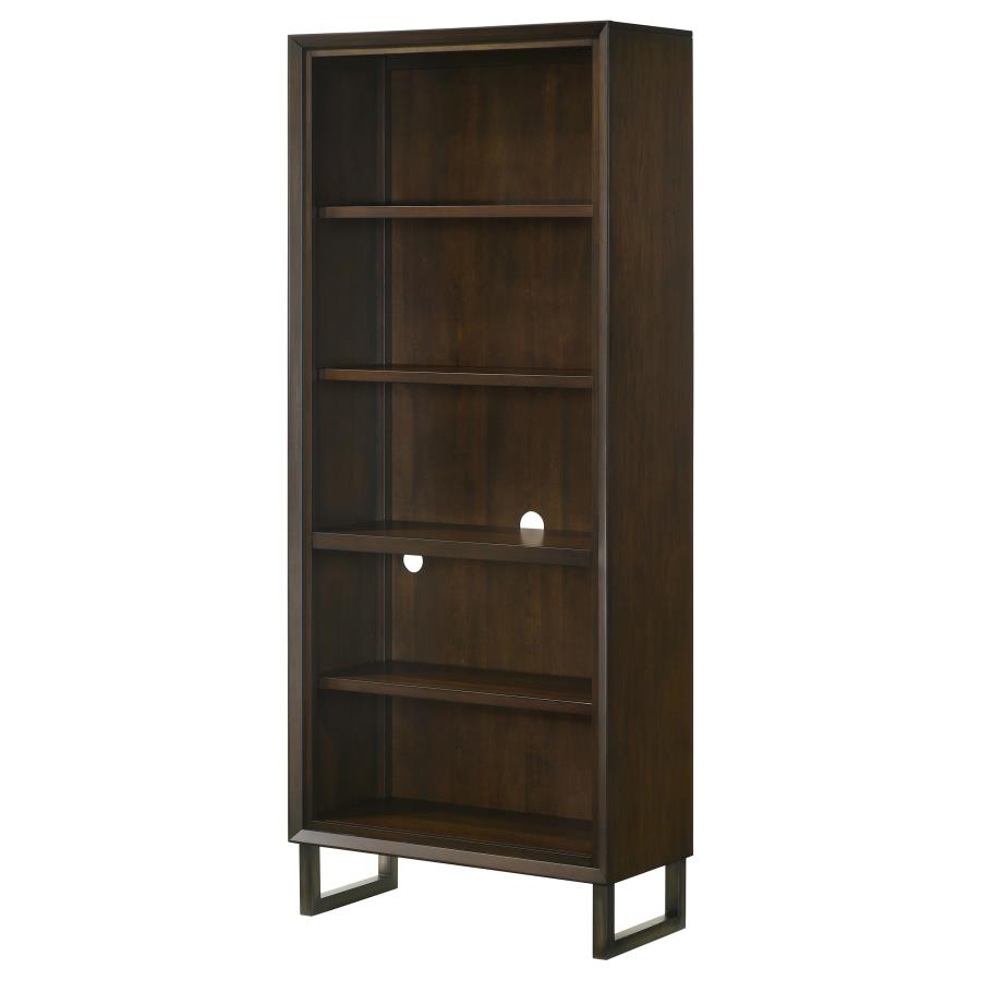 Marshall 76-inch 5-shelf Bookcase Dark Walnut