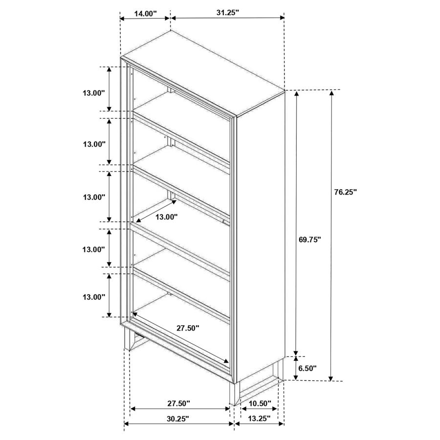 Marshall 76-inch 5-shelf Bookcase Dark Walnut
