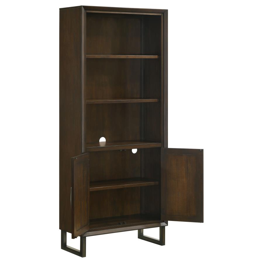 Marshall 76-inch 3-shelf Cabinet Bookcase Dark Walnut