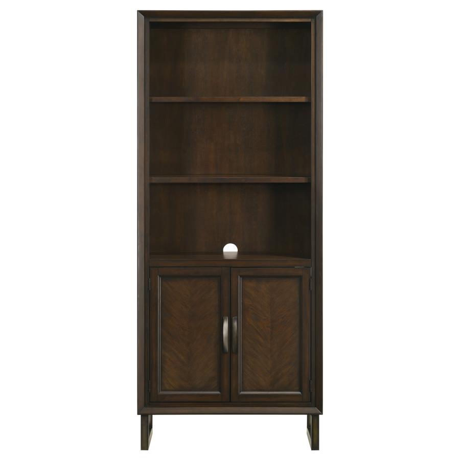 Marshall 76-inch 3-shelf Cabinet Bookcase Dark Walnut