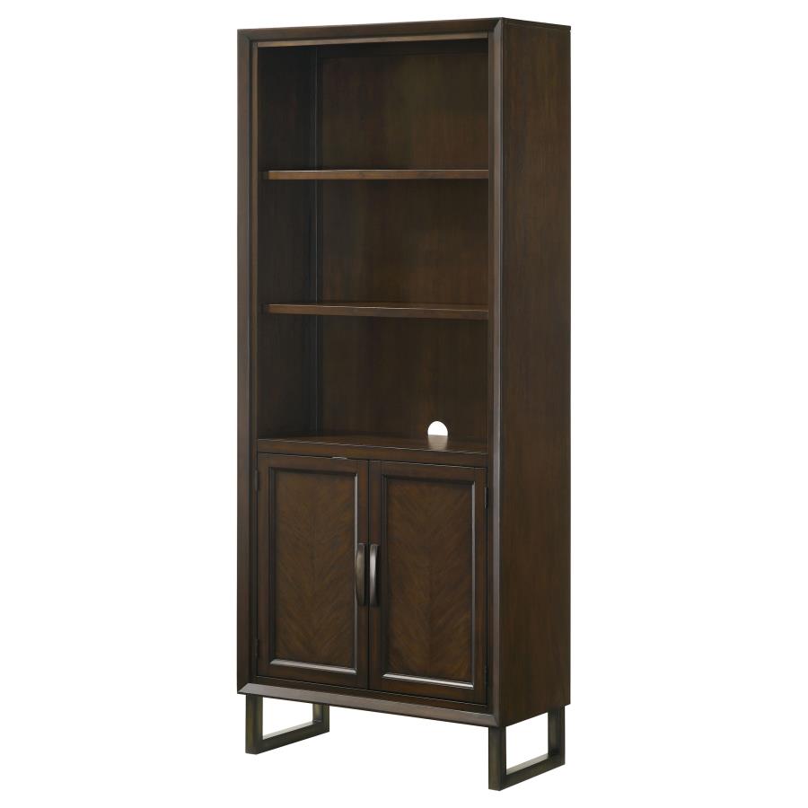 Marshall 76-inch 3-shelf Cabinet Bookcase Dark Walnut