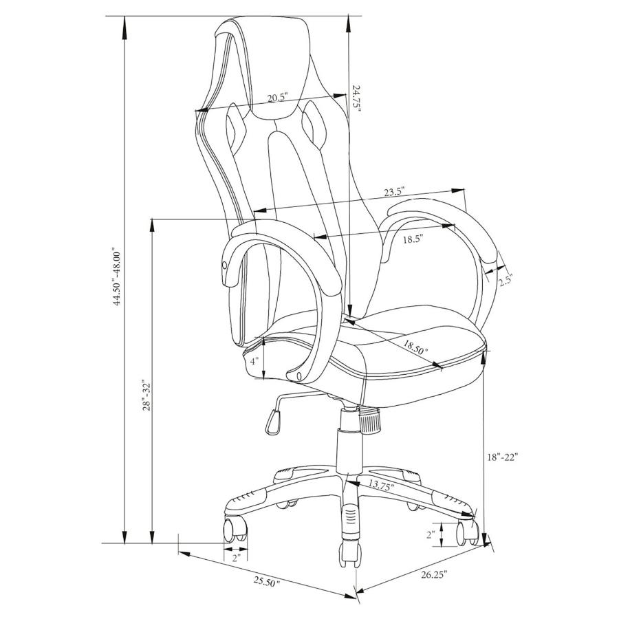 Modal Additional Images for Carlos Upholstered Adjustable Home Office Desk Chair Black