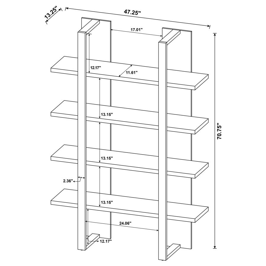 Modal Additional Images for Danbrook 71-inch 4-shelf Bookshelf Black and Aged Walnut