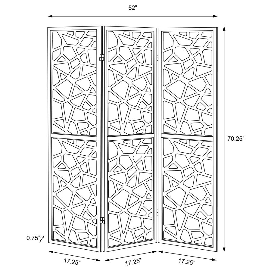 Modal Additional Images for Nailan 3-Panel Room Divider Folding Screen Black Open Mosaic