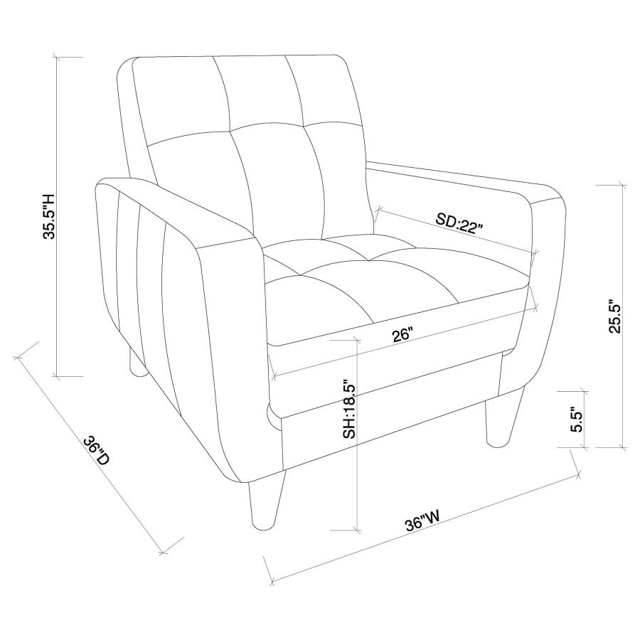 Modal Additional Images for Aaron Upholstered Track Arm Tufted Accent Chair Black