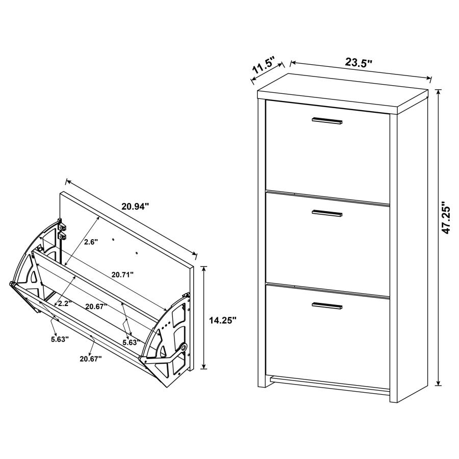 Modal Additional Images for Vivian 3-drawer Engineered Wood Shoe Cabinet Black