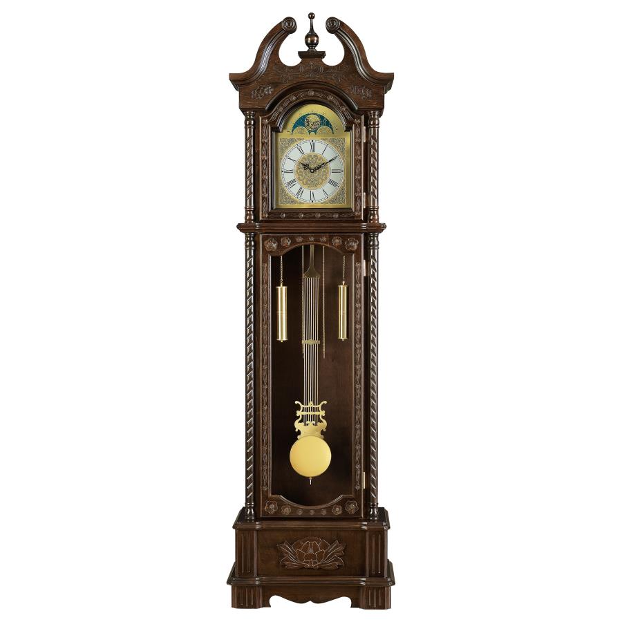 Cedric Grandfather Clock with Adjustable Chime Golden Brown