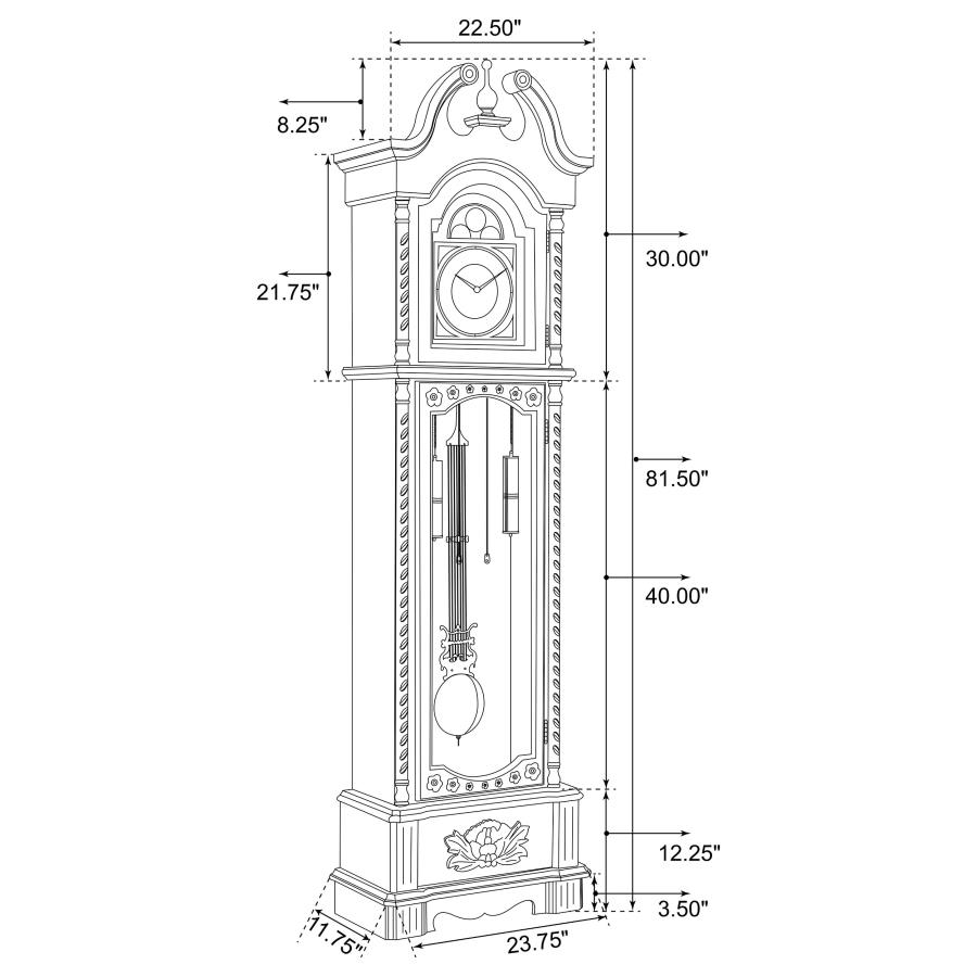 Modal Additional Images for Cedric Grandfather Clock with Adjustable Chime Golden Brown