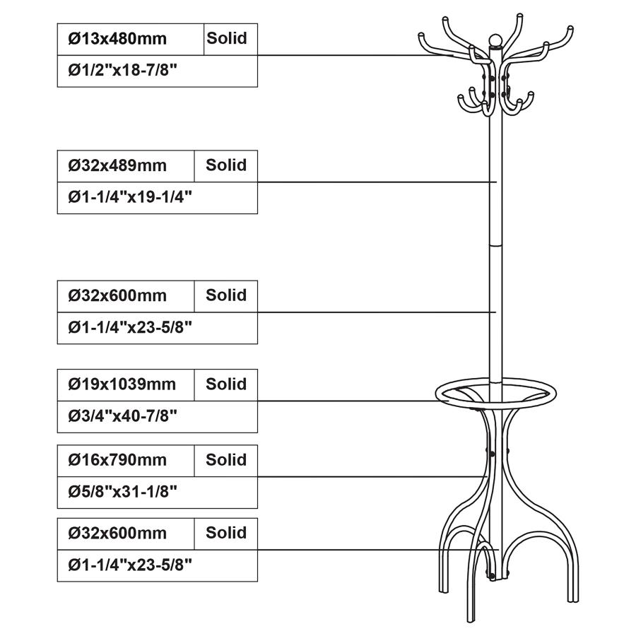 Modal Additional Images for Kiefer 12 Hook Freestanding Metal Coat Rack Hat Hanger Black