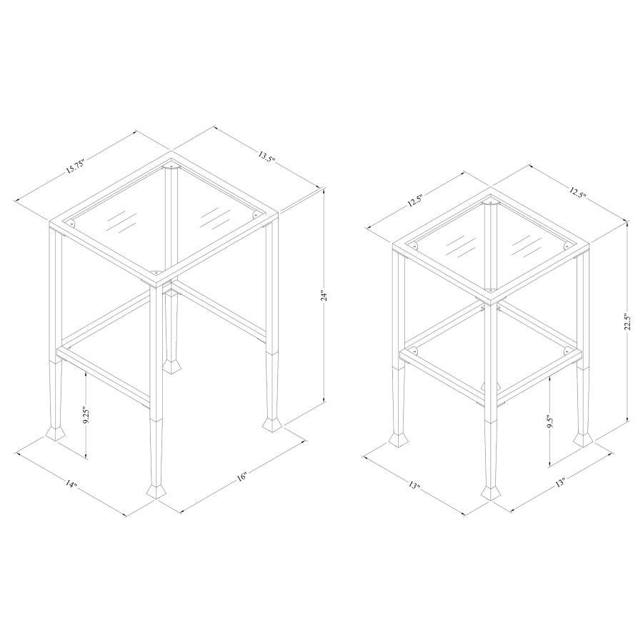 Modal Additional Images for Leilani 2-piece Glass Top Nesting Table Set Black