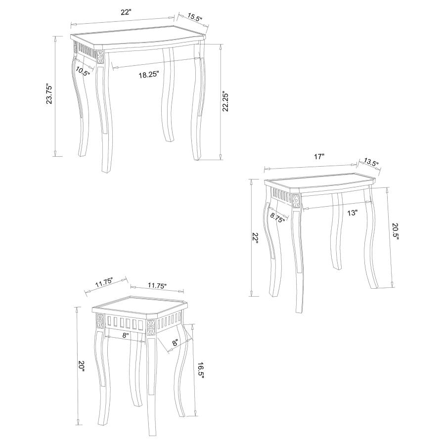 Modal Additional Images for Daphne 3-piece Rectangular Wood Nesting Table Set Warm Brown
