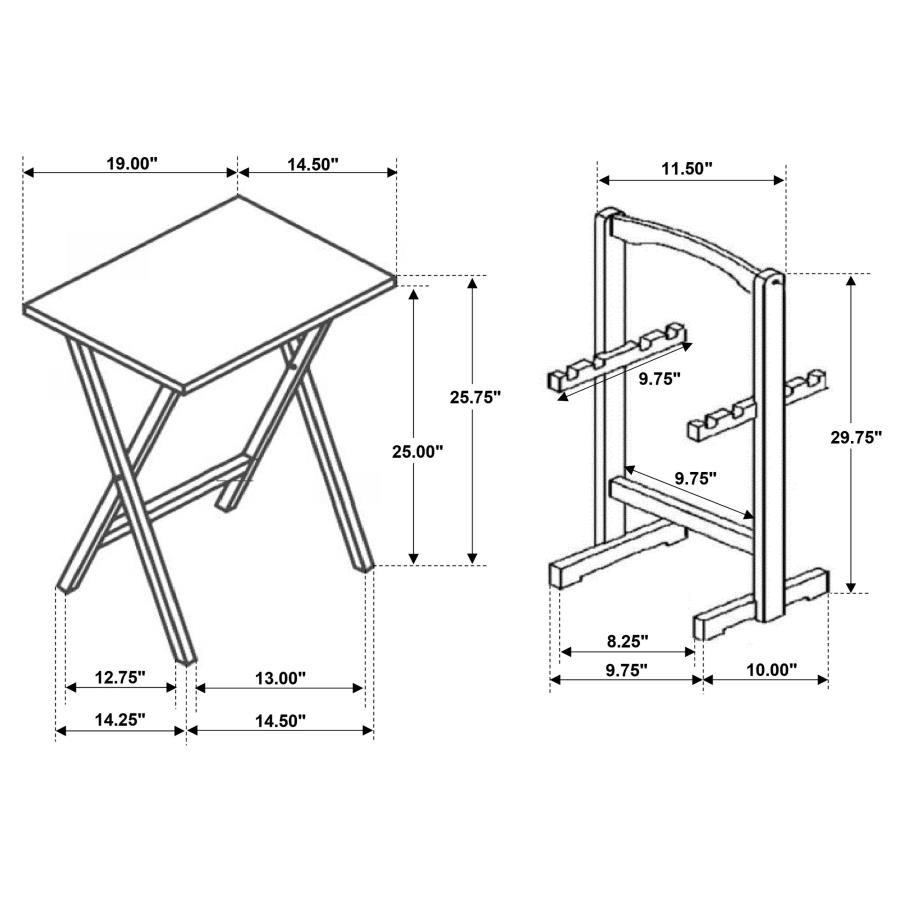 Modal Additional Images for Donna 4-piece TV Tray Table Set with Stand Cappuccino