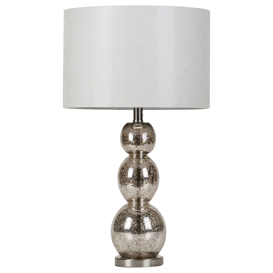Mineta 27-inch Drum Shade Stacked Table Lamp Antique Silver (image for) Mineta 27-inch Drum Shade Stacked Table Lamp Antique Silver