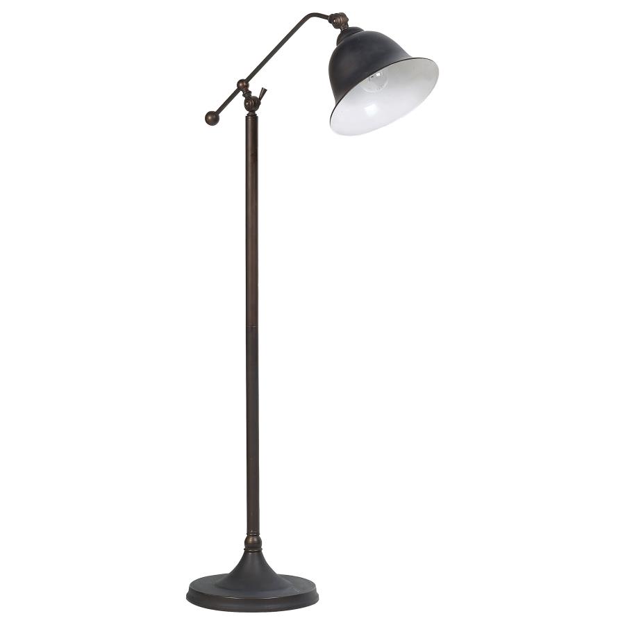 Eduardo 54-inch Bell Down Bridge Floor Lamp Dark Bronze (image for) Eduardo 54-inch Bell Down Bridge Floor Lamp Dark Bronze