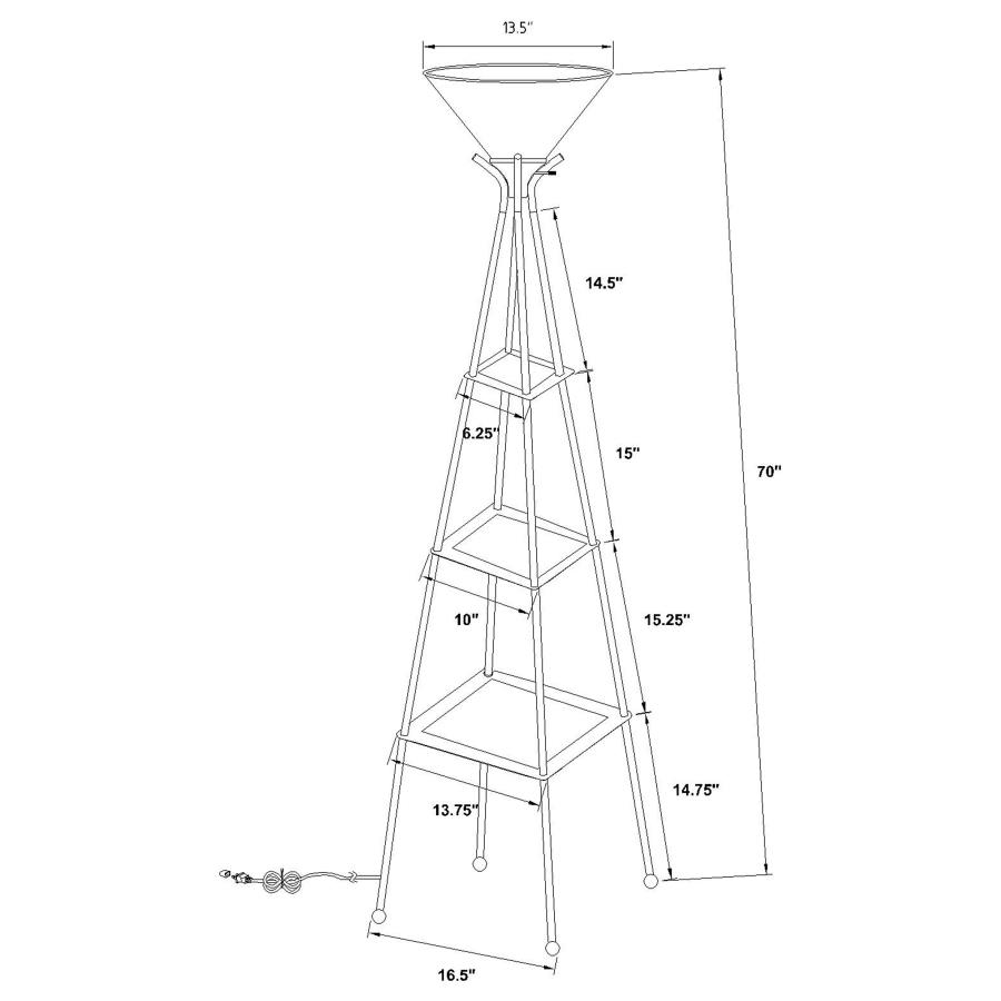 Modal Additional Images for Gianni 70-inch 3-shelf Frosted Torchiere Floor Lamp Black
