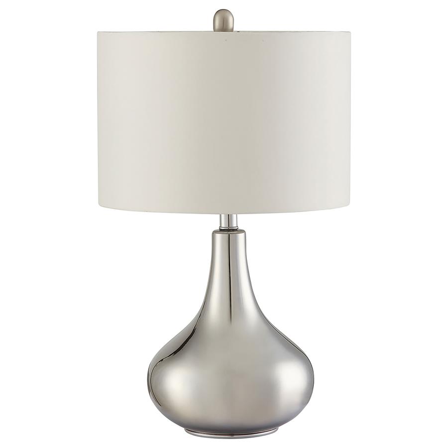 Junko 24-inch Drum Shade Urn Bedside Table Lamp Chrome (image for) Junko 24-inch Drum Shade Urn Bedside Table Lamp Chrome