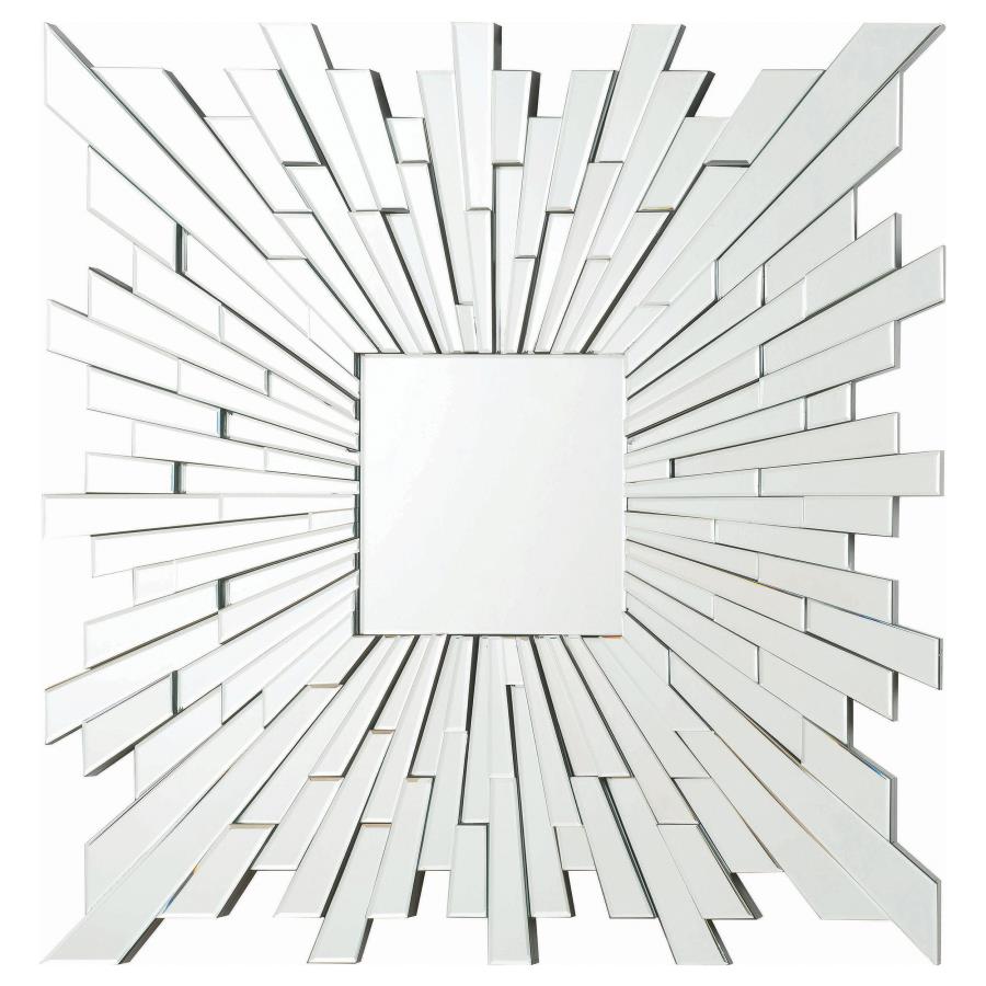 Brantley 40 x 40 Inch Square Sunburst Wall Mirror Silver (image for) Brantley 40 x 40 Inch Square Sunburst Wall Mirror Silver