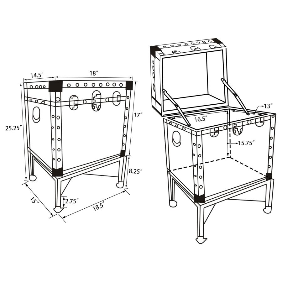 Modal Additional Images for Nancy Upholstered Vintage Side Table Storage Trunk White