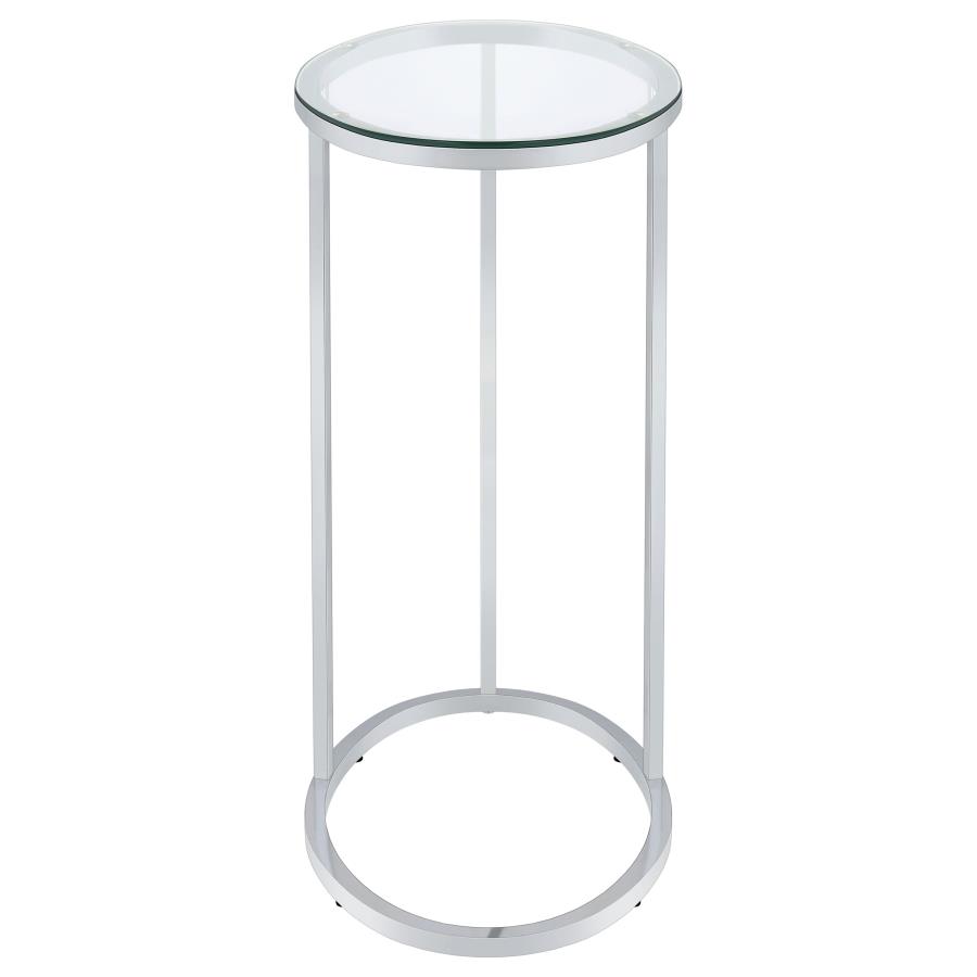 Kyle Oval Glass Top C-Shaped Sofa Side Table Chrome