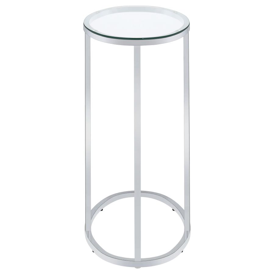 Kyle Oval Glass Top C-Shaped Sofa Side Table Chrome