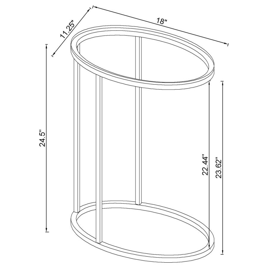 Modal Additional Images for Kyle Oval Glass Top C-Shaped Sofa Side Table Chrome