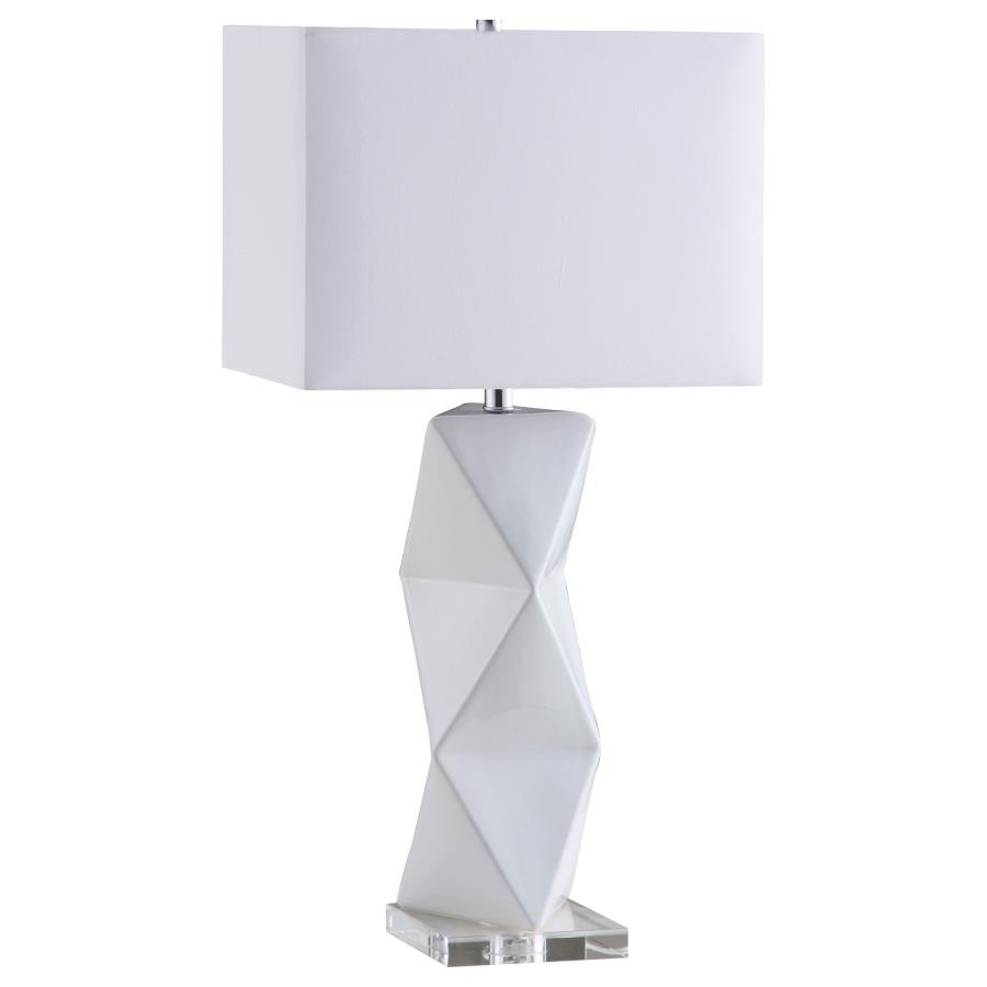 Camie 32-inch Rectangular Shade Geometric Table Lamp White (image for) Camie 32-inch Rectangular Shade Geometric Table Lamp White