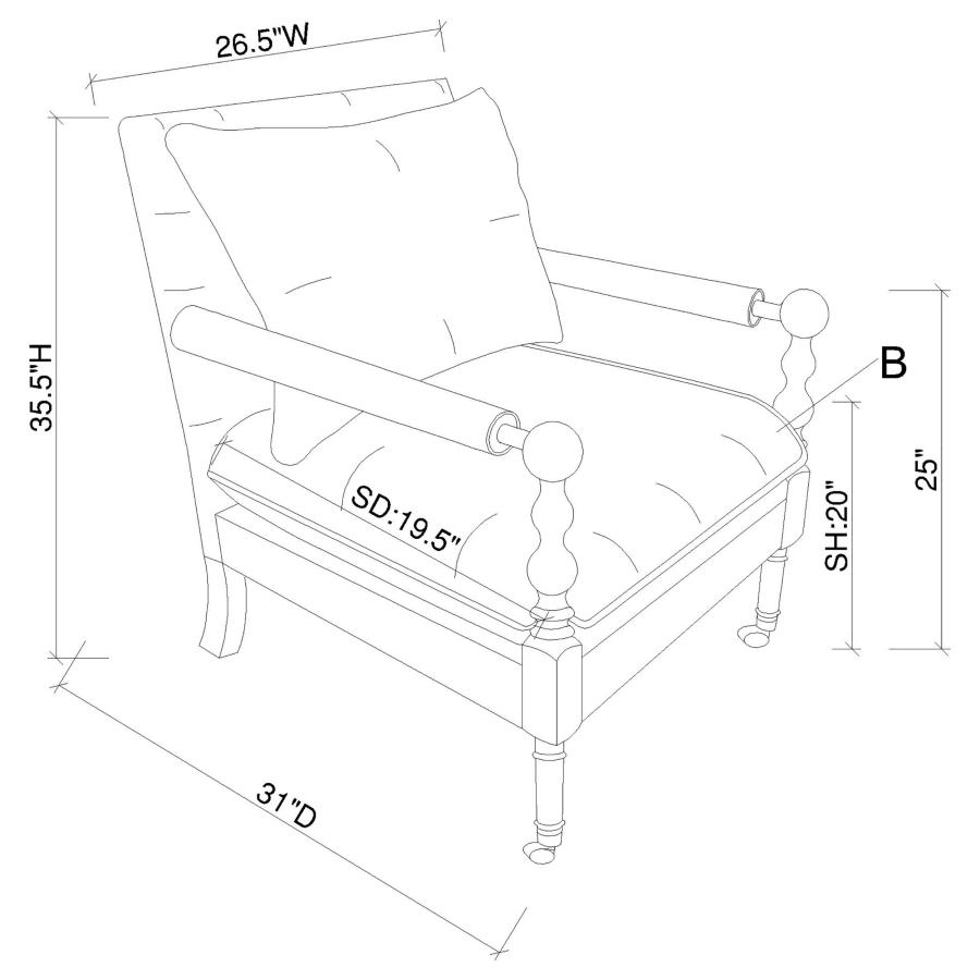 Modal Additional Images for Dempsy Upholstered Accent Chair with Casters Beige