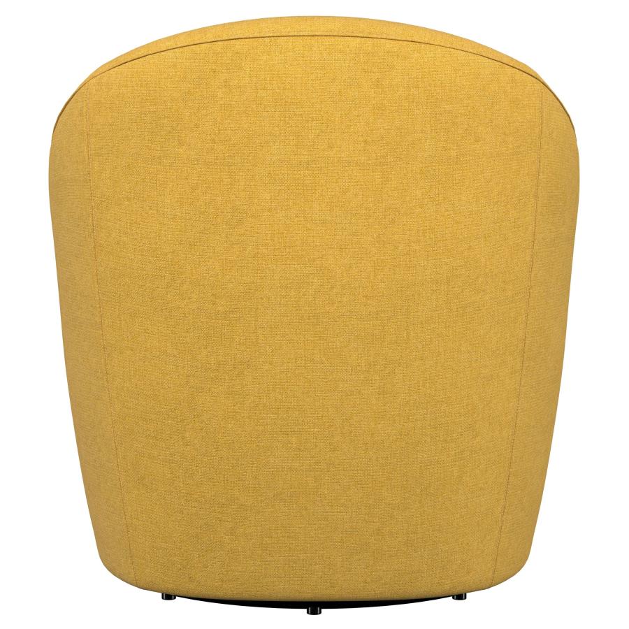 Leon Upholstered Barrel Accent Swivel Chair Mustard Yellow