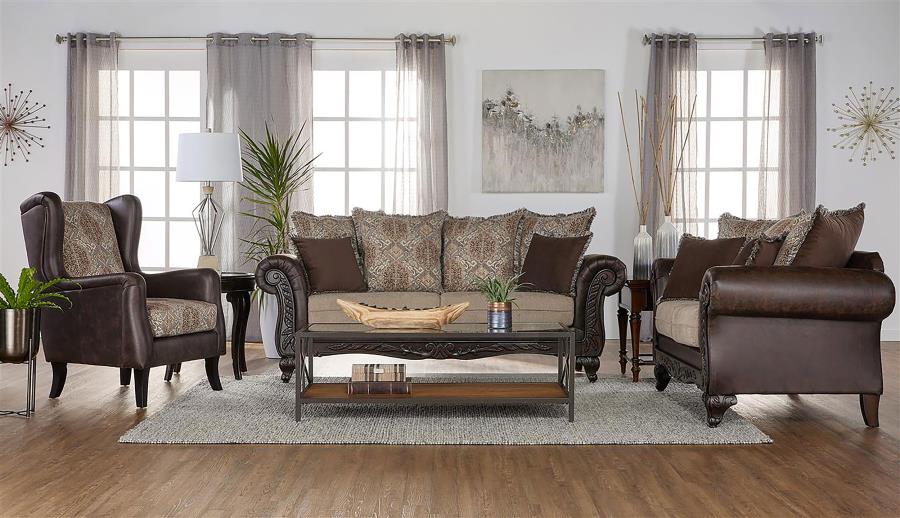 Modal Additional Images for Elmbrook Upholstered Wingback Accent Club Chair Brown