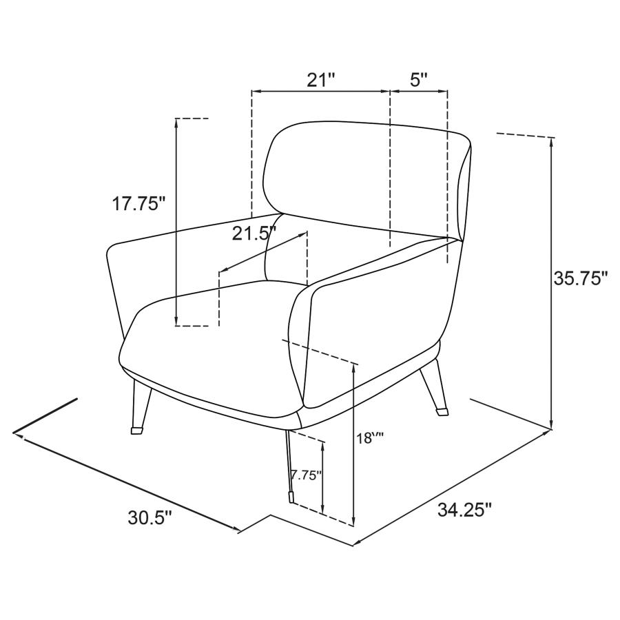 Modal Additional Images for Andrea Upholstered Crecent Arm Accent Chair Orange