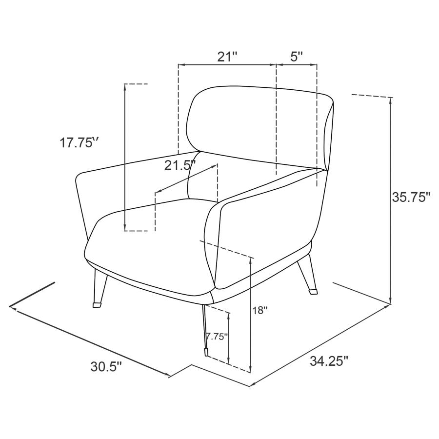 Modal Additional Images for Andrea Upholstered Crecent Arm Accent Chair Grey