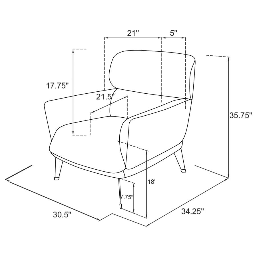 Modal Additional Images for Andrea Upholstered Crecent Arm Accent Chair Blue