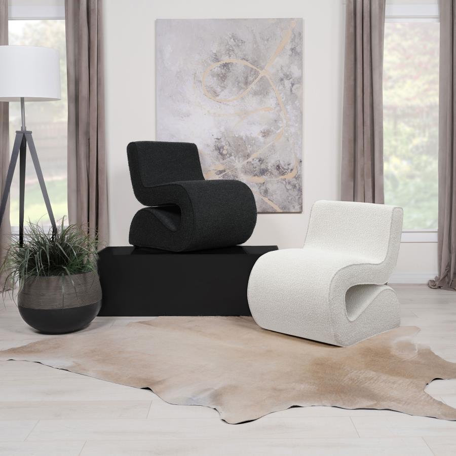 Modal Additional Images for Ronea Boucle Upholstered Armless Curved Chair Cream