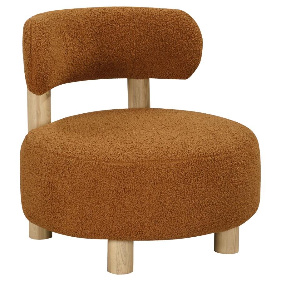 (image for) Zonie Boucle Upholstered Barrel Back Accent Chair Orange