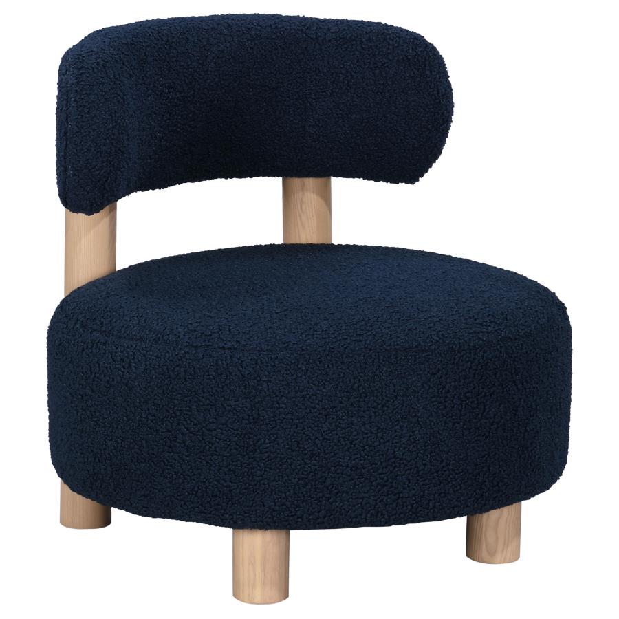 (image for) Zonie Boucle Upholstered Barrel Back Accent Chair Blue