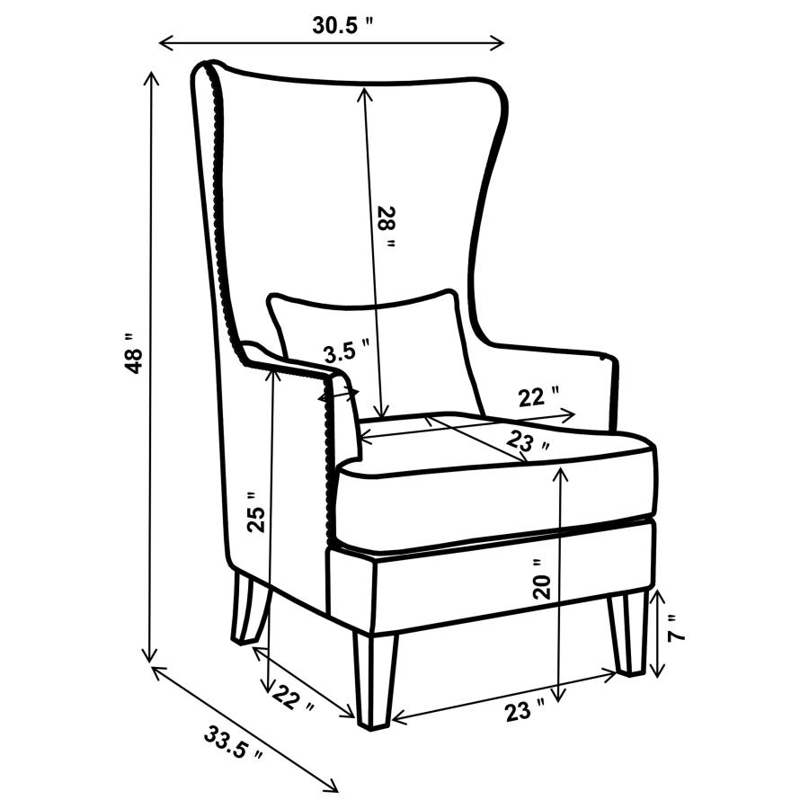 Modal Additional Images for Pippin Upholstered High Wingback Accent Chair Cream